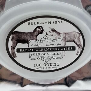Beekman 1802 Pure Goat Milk Facial Cleansing Wipes Eco Friendly 100 Count NEW
